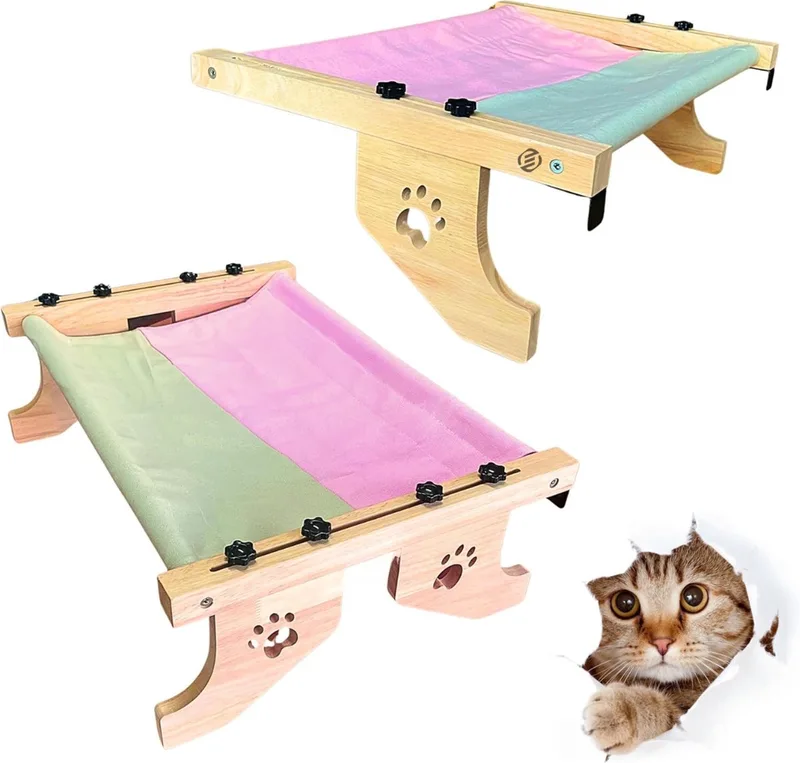 Radiatorhangmat Kat - Hangmat Kat - Kattenmand Radiator - Radiatormand Kat - Kattenhangmat Radiator by Equivera in Hout – product photo