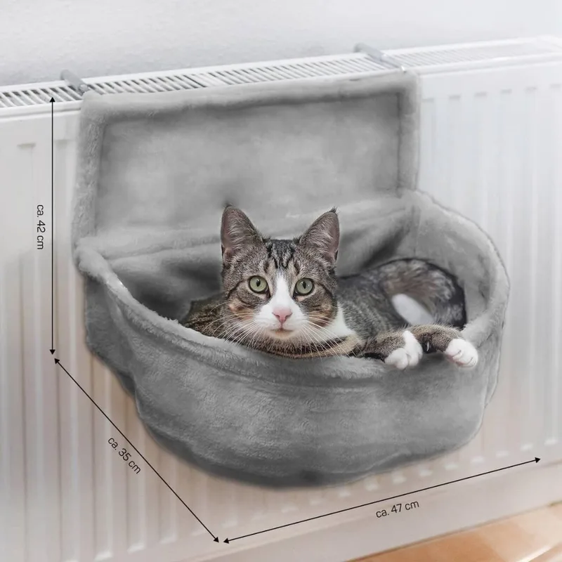 Radiatorhangmat Kat - Hangmat Kat - Kattenmand Radiator - Radiatormand Kat - Kattenhangmat Radiator de Equivera en Gris – photo produit
