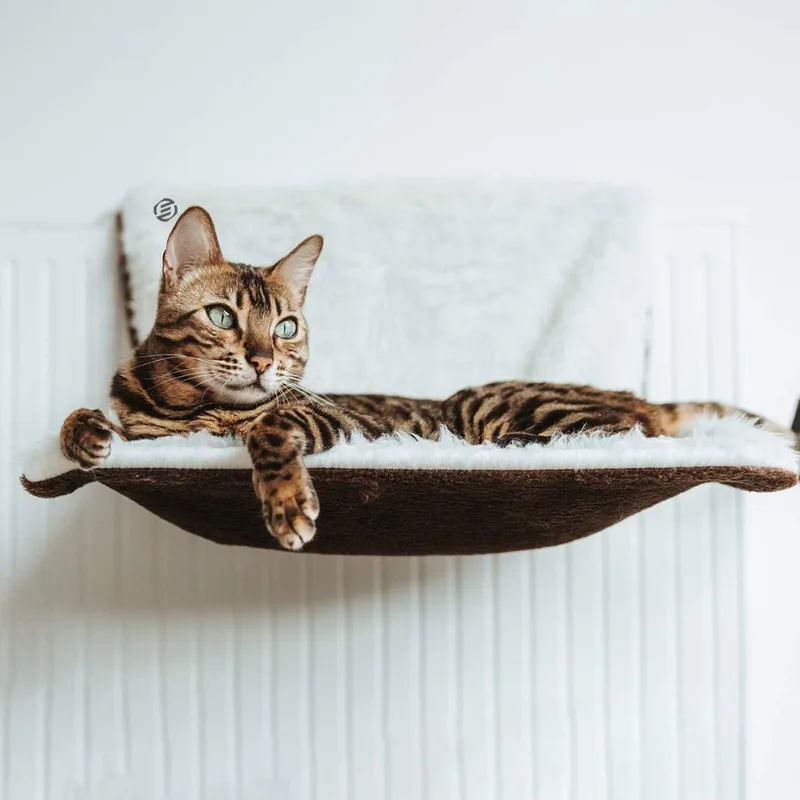 Radiatorhangmat Kat - Hangmat Kat - Kattenmand Radiator - Radiatormand Kat - Kattenhangmat Radiator by Equivera in Brown – product photo