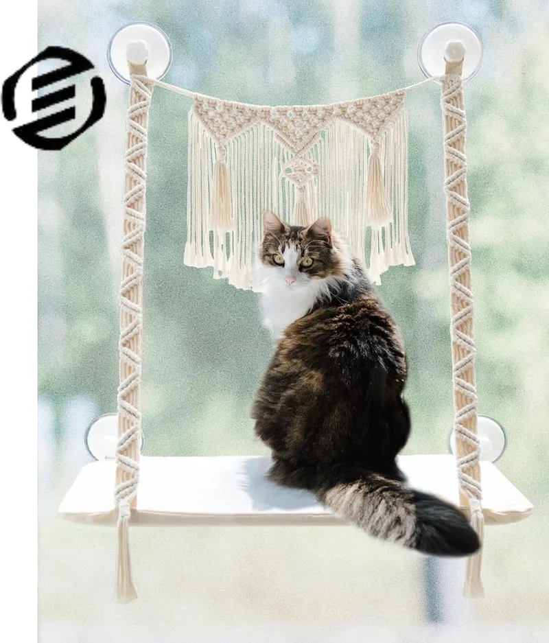 Vensterbank Kussen Kat - Hangmat Kat - Kattenmand Raam - Windowchiller by Equivera in Beige – product photo
