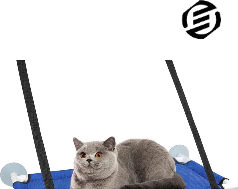 Vensterbank Kussen Kat - Hangmat Kat - Kattenmand Raam - Windowchiller by Equivera in Zwart Blauw – product photo