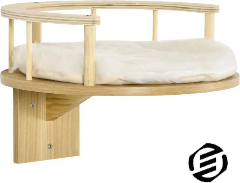 Vensterbank Kussen Kat - Hangmat Kat - Kattenmand Raam - Windowchiller by Equivera in Eiken + crèmewit – product photo