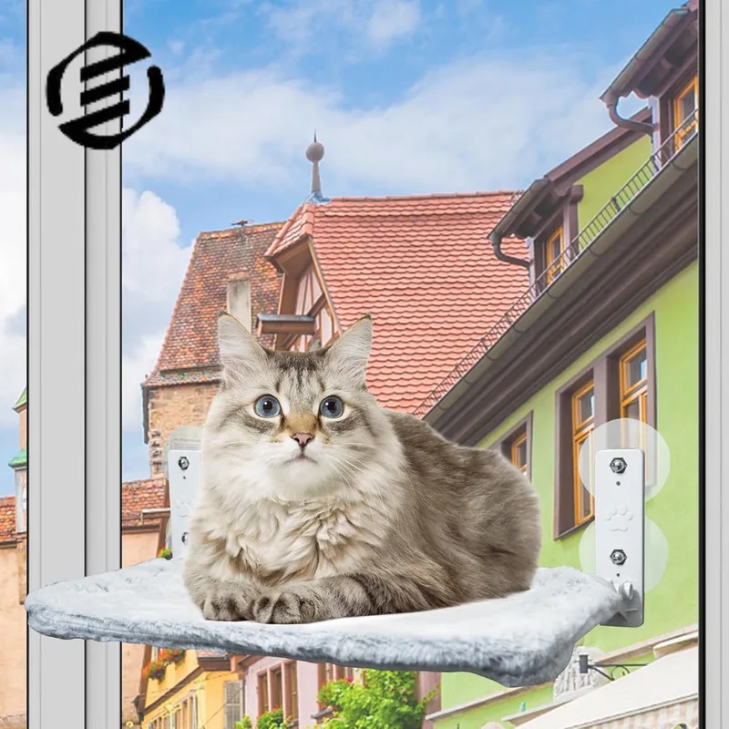 Vensterbank Kussen Kat - Hangmat Kat - Kattenmand Raam - Windowchiller fra Equivera i Grå – produktbillede