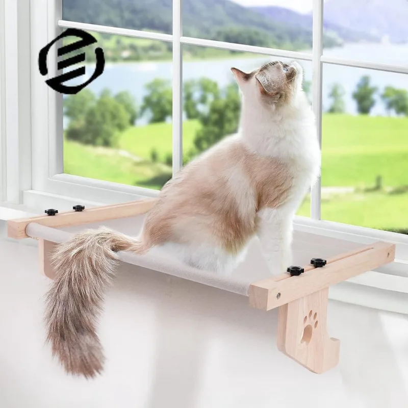 Vensterbank Kussen Kat - Hangmat Kat - Kattenmand Raam - Windowchiller by Equivera in Hout – product photo
