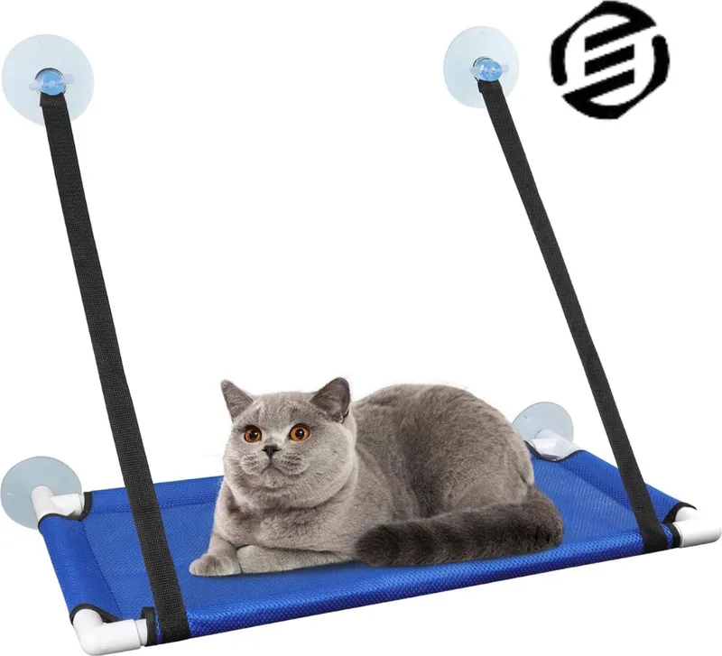 Vensterbank Kussen Kat - Hangmat Kat - Kattenmand Raam - Windowchiller fra Equivera i Zwart Blauw – produktbillede