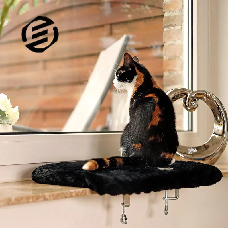 Vensterbank Kussen Kat - Hangmat Kat - Kattenmand Raam - Windowchiller de Equivera en Noir – photo produit