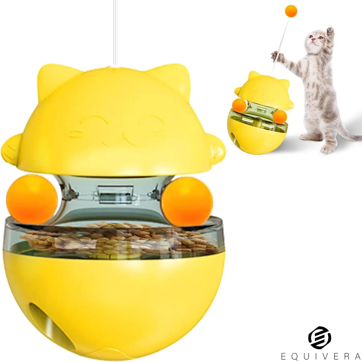Voerpuzzel Kat - Katten Voerpuzzel - Anti Schrokbak Kat - Slowfeeder Kat de Equivera en Jaune – photo produit