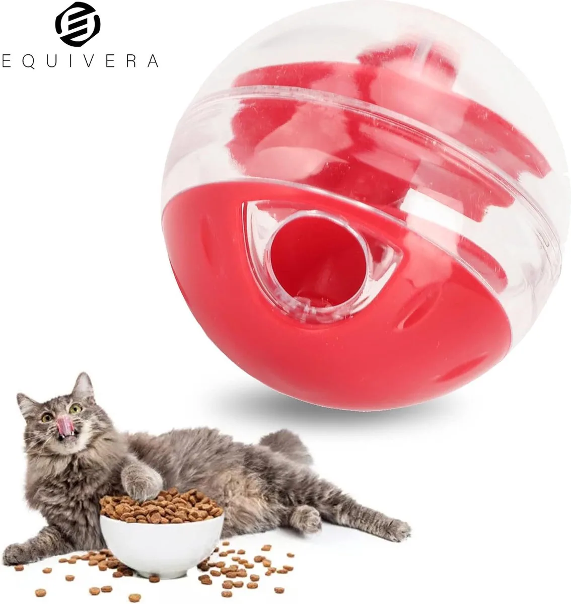 Voerpuzzel Kat - Katten Voerpuzzel - Anti Schrokbak Kat - Slowfeeder Kat de Equivera en Rouge – photo produit