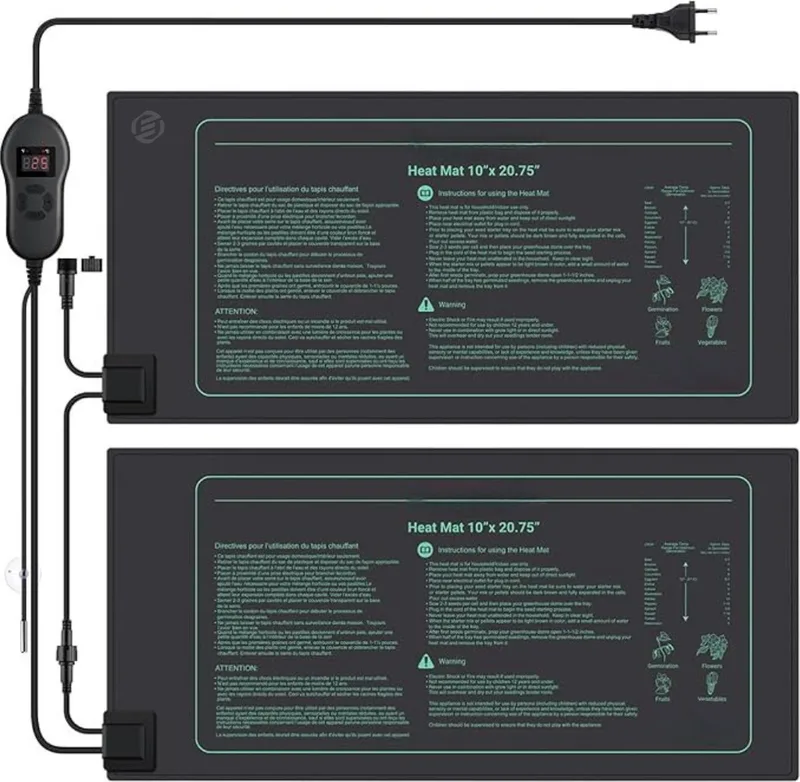 Warmtemat Planten - Met Thermostaat - 25 x 52 cm - 30W - Waterdicht - Kweekmat - Kweekmat verwarmingsmat - Warmtemat Planten Kweken - Verwarmingsmat Planten - Propagator by Equivera in Black, Green – product photo