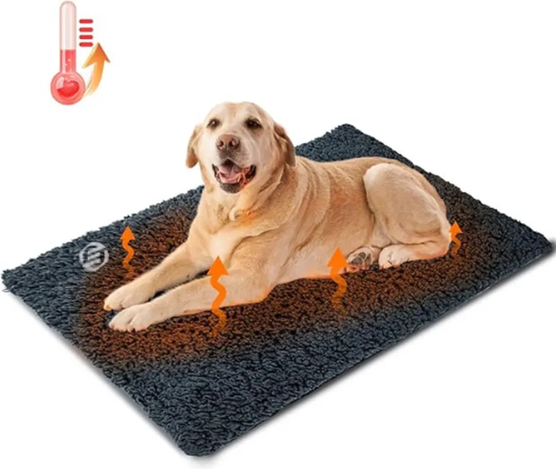 Warmtemat voor Huisdieren - Verwarmingsmat Huisdieren - Warmtedeken voor Honden en Katten - Warmtemat Kat - Warmtemat Hond - Zelfverwarmende Kattendeken by Equivera in Donkergrijs en zwart – product photo