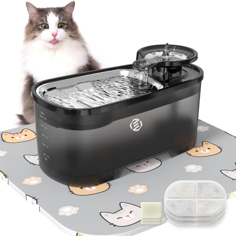Waterfontijn Katten - Waterfontein Kat - Kattenfontein - Drinkfontijn Katten - Drinkfontein Kat fra Equivera i Sort – produktbillede