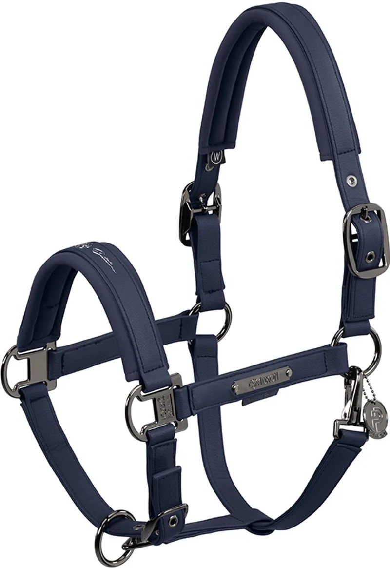 Halster Eskadron Platinum Double Pin Faux Leather Donkerblauw by Eskadron in Blue – product photo
