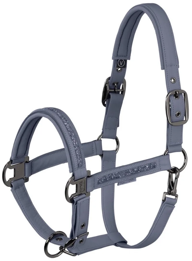Halster Faux Leather Jewel Double Pin Platinum 26/27 Full by Eskadron in Slate Blue – product photo