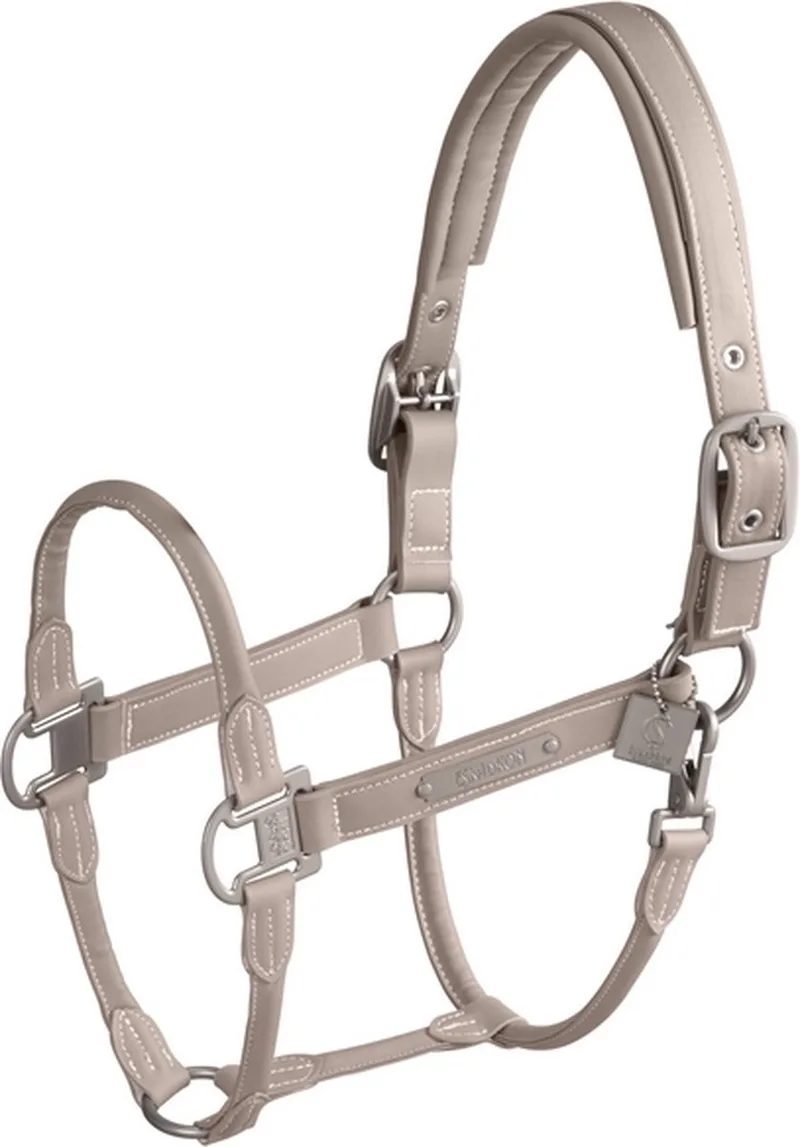 Halster Leder Double Pin Classic Sports - maat Cob de Eskadron en Velvet taupe – photo produit