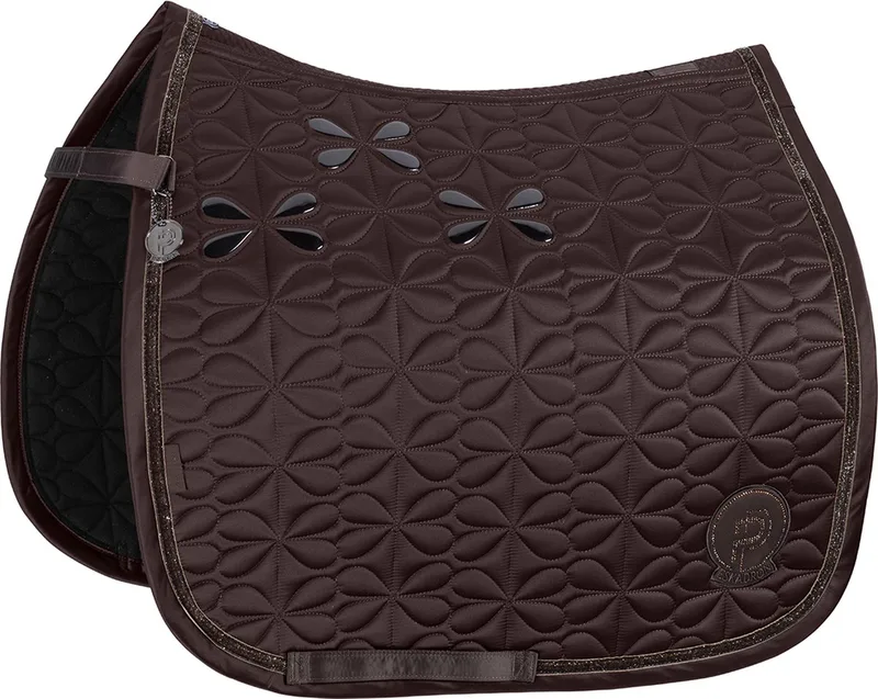 Zadeldek Eskadron Platinum Mattglow Bow Dressuur von Eskadron in Donkerbruin – Produktfoto