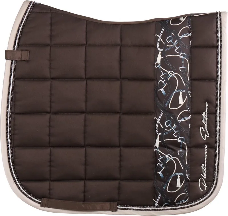 Zadeldek Platinum Big Square Cotton - Brown - dressuur Paard de Eskadron en Marron – photo produit
