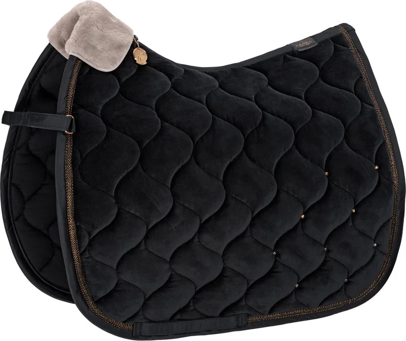 Zadeldek Platinum Velvet Crystal Zwart - Zwart - dressuur Paard von Eskadron in Schwarz – Produktfoto