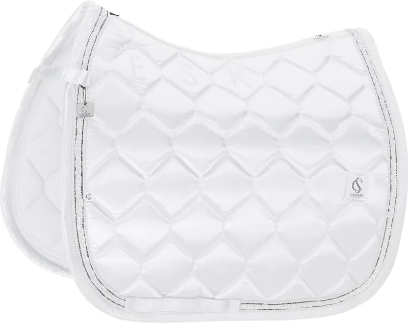 Zadeldek Satin Frills White - Dressuur | Zadeldekje paard by Eskadron in White – product photo