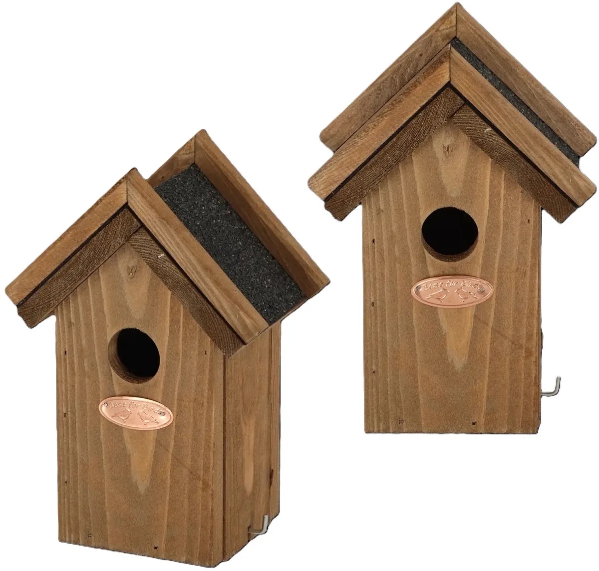 2x Houten vogelhuisjes met bitumen dakje 16x22 cm de Esschert Design en Multicolore – photo produit