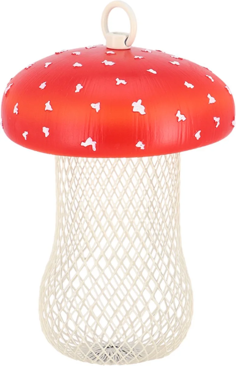 Best for Birds Voedersilo noten Fungi - vliegenzwam - PVC/ijzer - 13 x 18 cm - notensilo voor vogels de Esschert Design en Rouge – photo produit