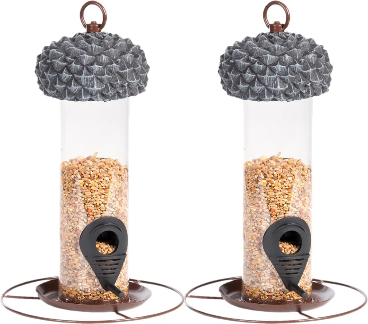 Best for Birds Vogelvoedersilo - 2x stuks - metaal/PCV - 27 cm - vogel voederplek von Esschert Design in Grau – Produktfoto