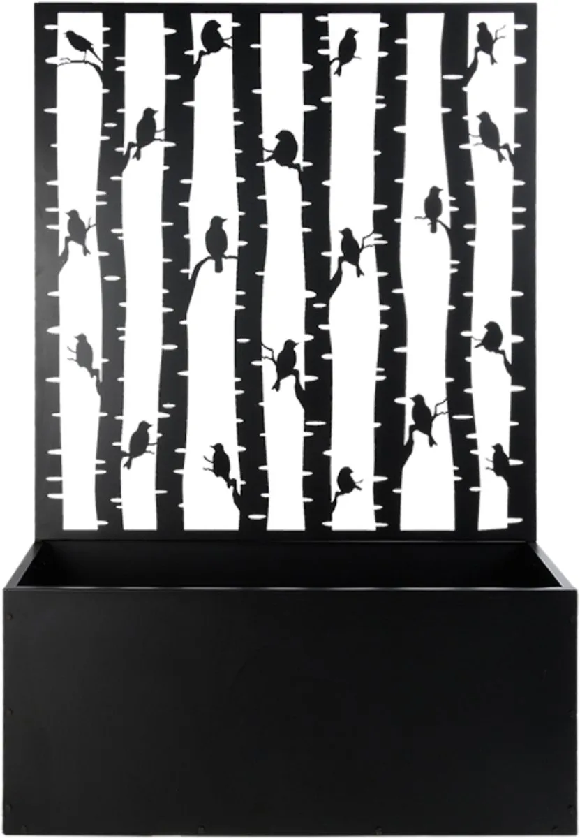 Bloembaklatwerk met vogelmotief | Ijzer | 140x100cm von Esschert Design in Schwarz – Produktfoto