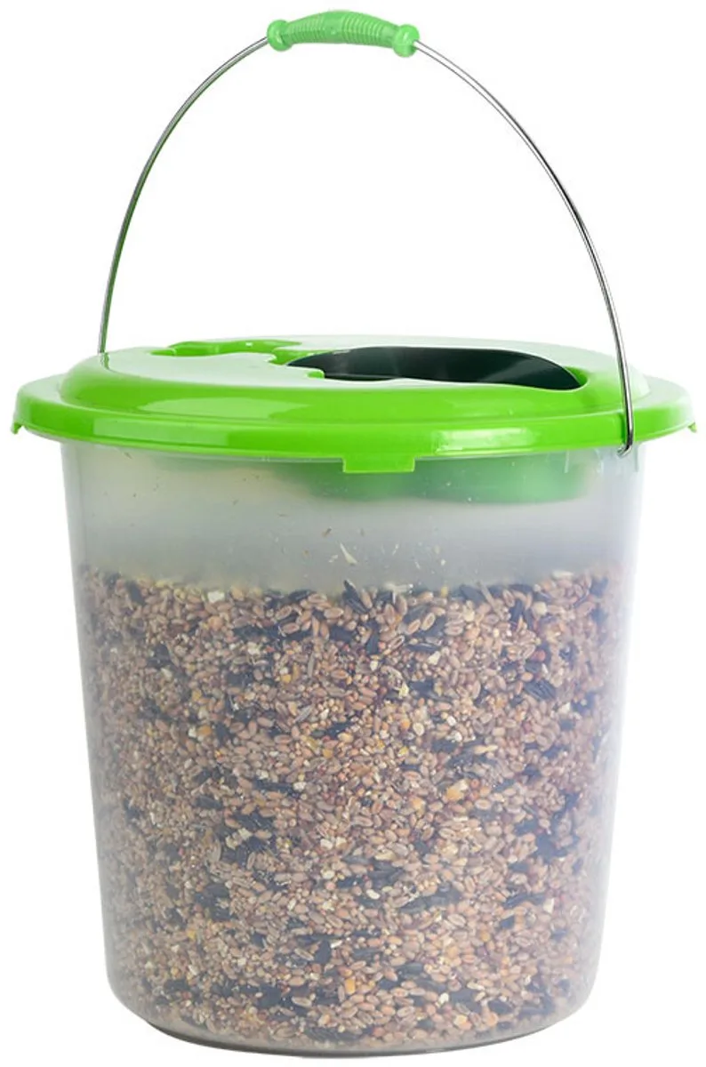 Emmer met schepje en winterzaad-mix van Esschert Design – productfoto