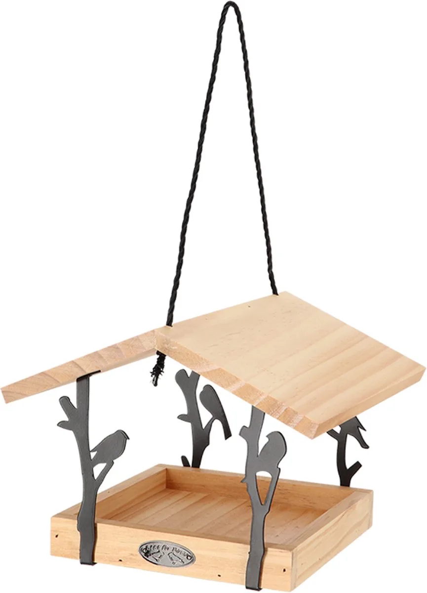 Hangende voedertafel - Tjiftjaf von Esschert Design in HoutkleurZwart – Produktfoto