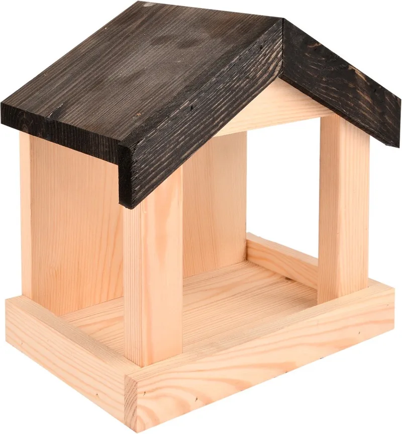 Houten vogelhuisje/muurvoederhuis - Vurenhouten vogelhuisjes tuindecoraties - Vogelnestje voor tuinvogeltjes de Esschert Design en Marron – photo produit