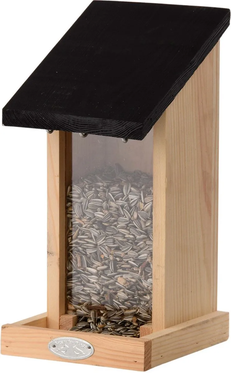 Houten vogelhuisje/muurvoedersilo - Vurenhouten vogelhuisjes tuindecoraties - Vogelnestje voor tuinvogeltjes von Esschert Design in Braun – Produktfoto