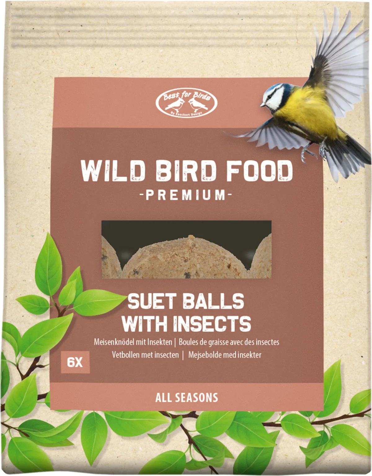 Meisenknödel mit Insekten - 6 Stück van Esschert Design – productfoto