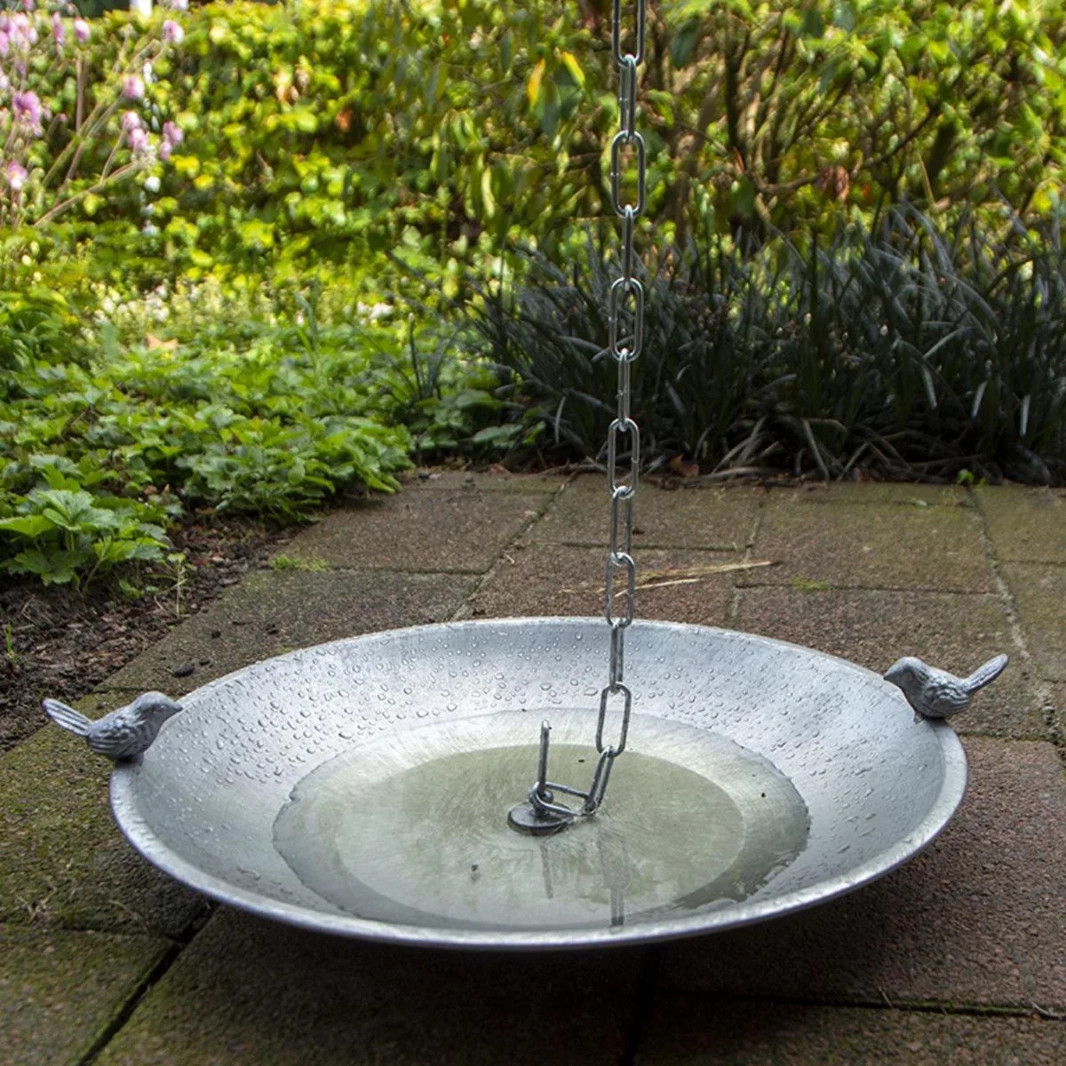 Regenketting met vogelblad von Esschert Design in Silber – Produktfoto