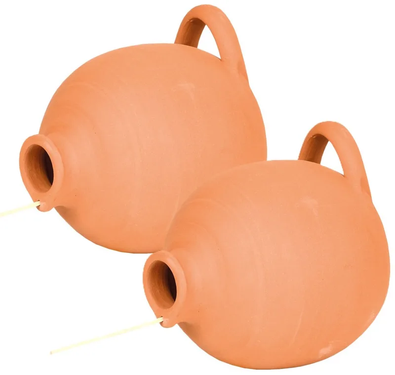 terracotta vogelhuisje/schuilplek - 2x - pot voor Mussen/Mezen - vorstbestendig steen - 17 cm by Esschert Design in Brown – product photo