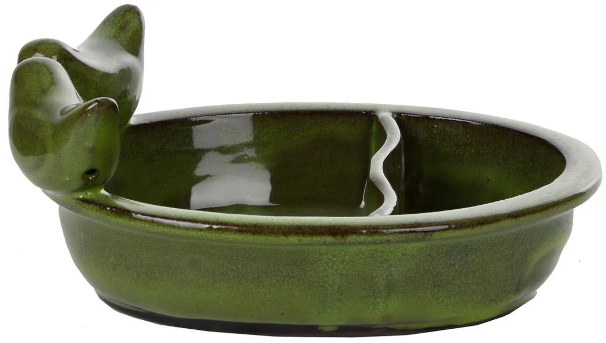 voer- en drinkbak geglazuurd ovaal keramiek van Esschert Design in Groen – productfoto