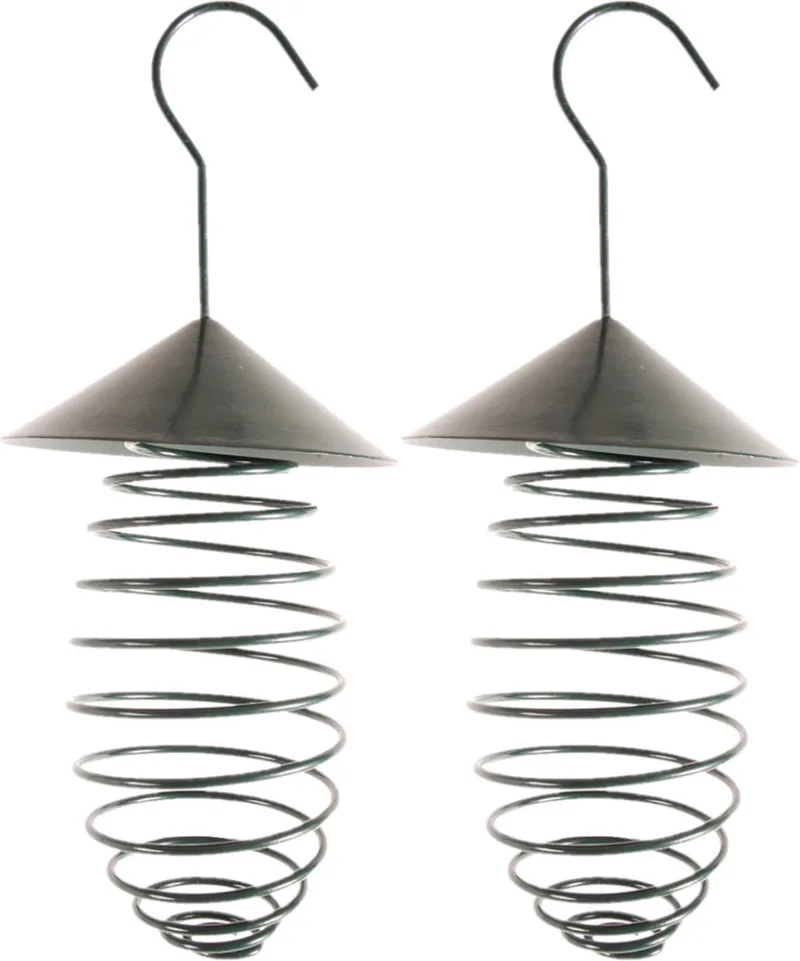 Vogel vetbolhouder met dak - 2x stuks - 25 cm - Vogelvoederhuisje - Vogelvoer - voederstation by Esschert Design in Green – product photo