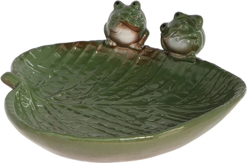 Vogelbad - Keramiek Kikkers by Esschert Design in Green – product photo