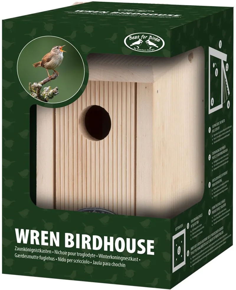 vogelhuisje - nestkast winterkoning - elzenhout - in cadeaudoos by Esschert Design in Blank hout – product photo