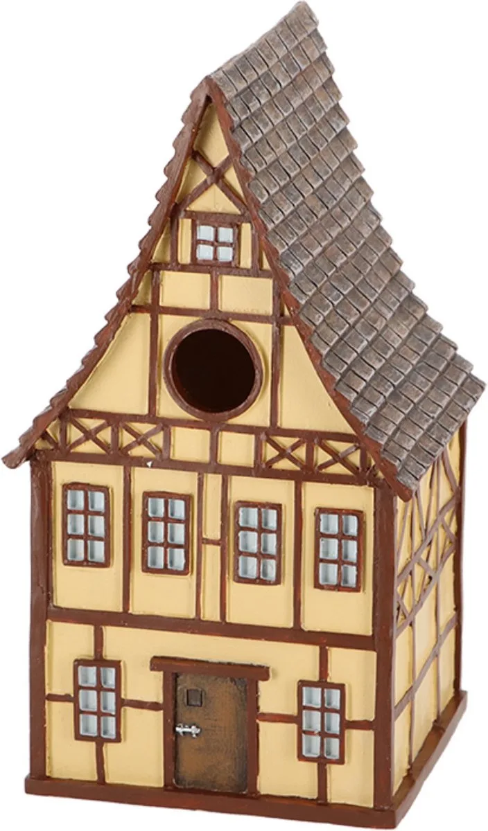 vogelnestje/nestkastje - 13.5 x 13 x 24.5 cm fra Esschert Design i Lichtgeel – produktbillede