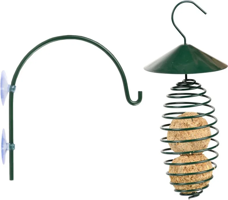 Vogelvoer houder - met dak - metaal 25cm - incl. raamhaak - 16cm von Esschert Design in Grün – Produktfoto