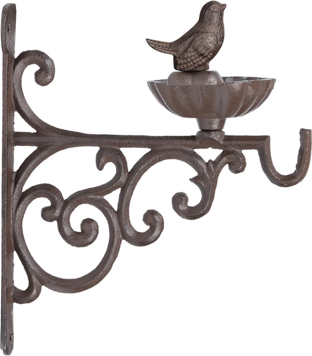 Wandvoederschaal met haak S by Esschert Design in Brown – product photo