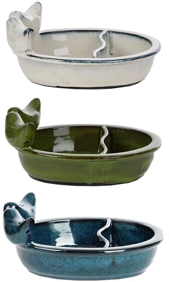 Water/voerbakje keramiek voor vogels van Esschert Design in Blauw – productfoto