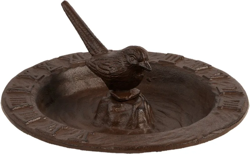 Zonnewijzer Met Vogelbad - Drinkbak - Ø25x10 cm Esschert Design de Esschert Design en Marron – photo produit