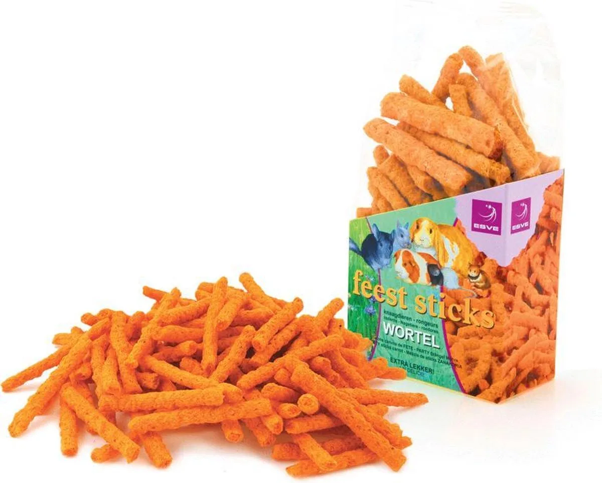 Feeststicks Wortel - Knaagdier - Snack - 3 x 150 gr de Esve – photo produit