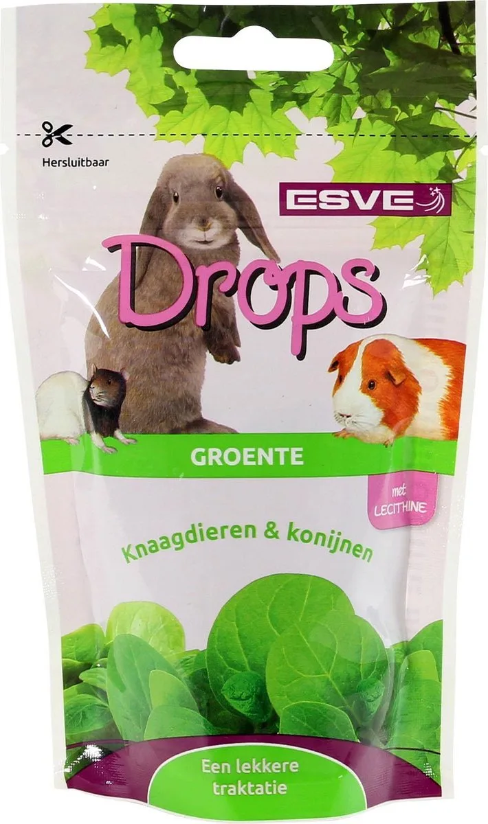 Knaagdier drops mix | 8 smaken | aanvullend diervoeder | 75 g Groente by Esve – product photo