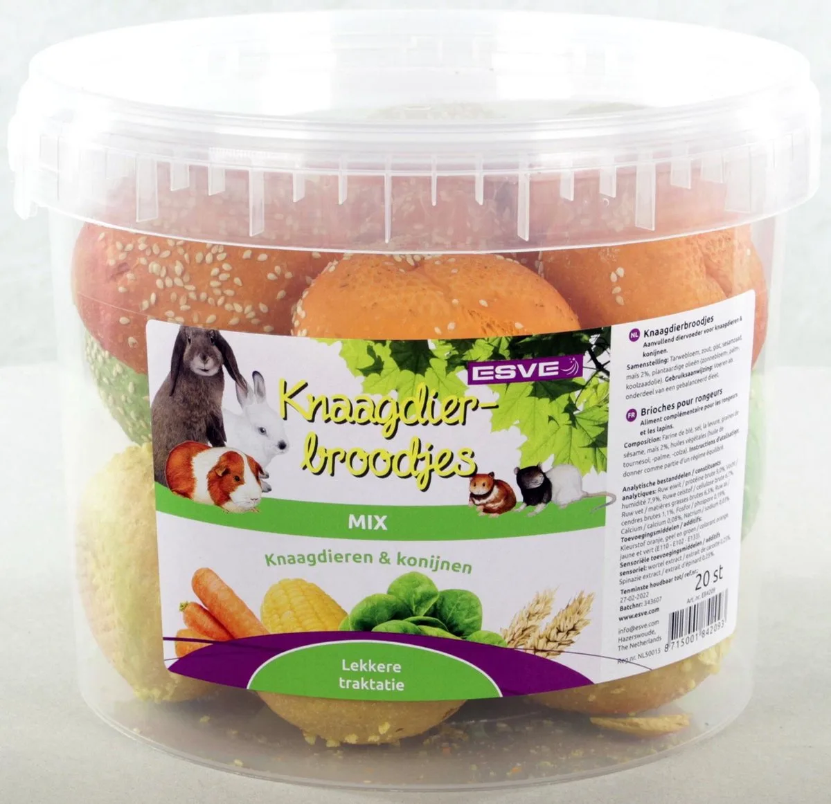 Knaagdierbroodjes mix emmer | 18 stuks | snack voor konijn en knaagdier fra Esve – produktbillede
