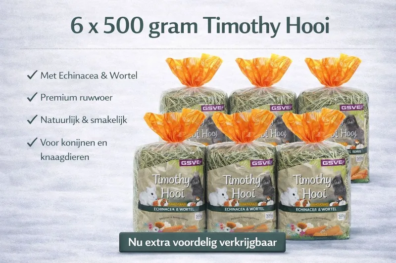 Timothy Hay Kruidenhooi - Ruwvoer - Echinacea & Wortel - 6 x 500 gr. konijnenvoer. fra Esve – produktbillede