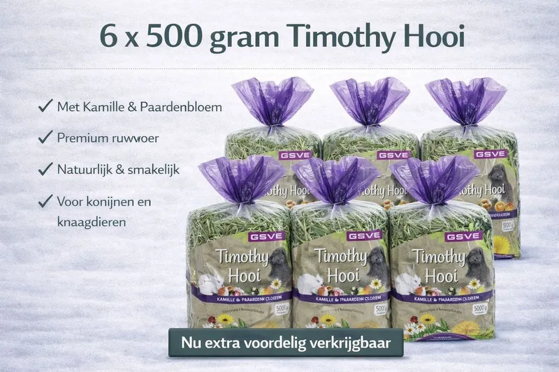 Timothy Hay Kruidenhooi - Ruwvoer - Kamille & Paardenbloem - 6 x 500 gr. konijnenvoer. von Esve – Produktfoto