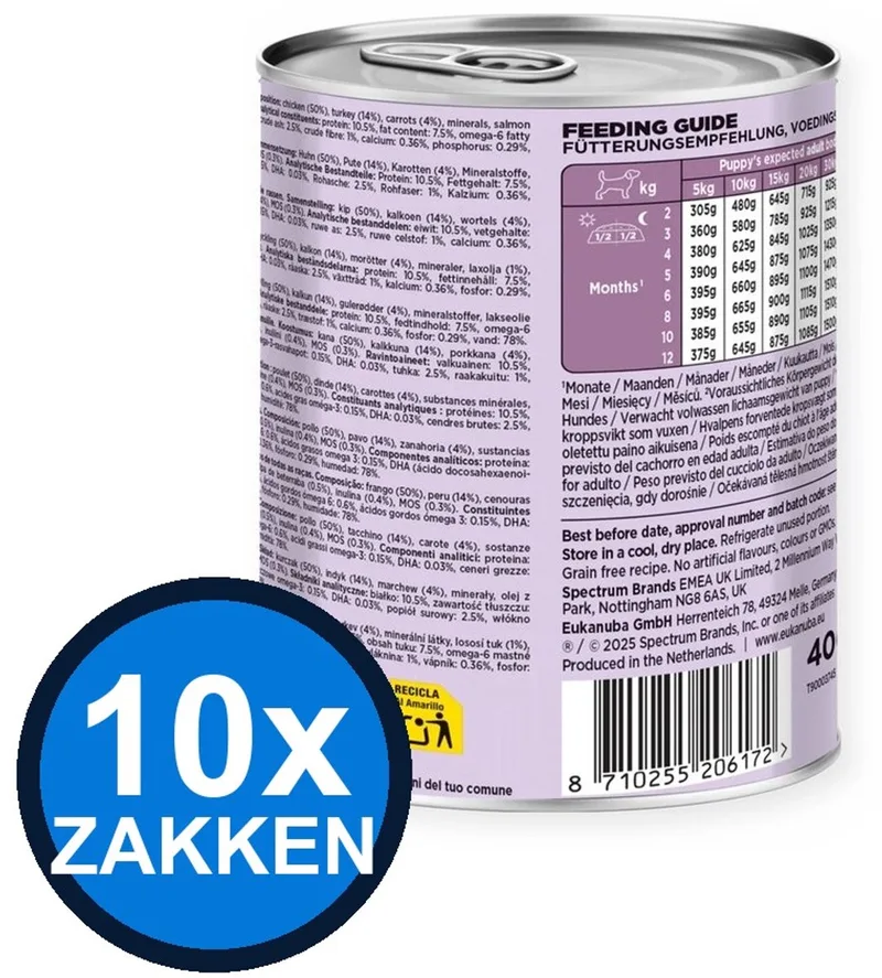 10x Eukanuba - Life Care Dog Wet Puppy Turkey & Carrot - Hondenvoer Natvoer - 400 g fra Eukanuba – produktbillede