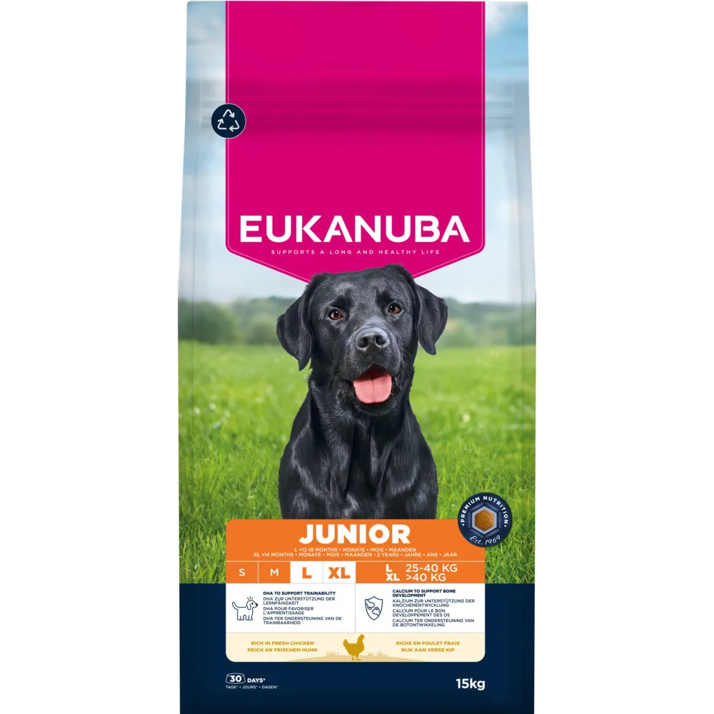15kg Eukanuba Premium Nutrition Eukanuba Premium Nutrition Junior Grote & Reuzen ras Kip Hondenvoer van Eukanuba – productfoto