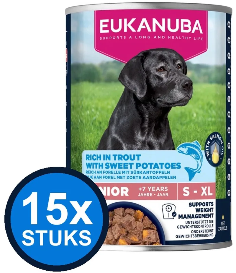 15x Eukanuba - Life Care Dog Wet Senior Trout & sweet Potato - Hondenvoer Natvoer - 400 g van Eukanuba – productfoto